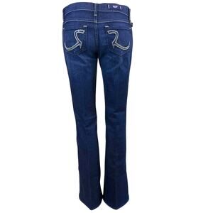 Y2k Rock & Republic Roth Dark Wash Jeans Boot Cut Chartreuse Trim Top Stitch